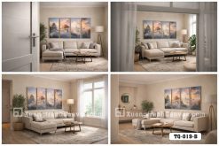 Tranh Canvas Bồng Lai Tiên Cảnh Núi Non Mây Ngàn Tông Vàng Kim Mã-TQ-019-B TQ 019 B Tranh Canvas Bồng Lai Tiên Cảnh Núi Non Mây Ngàn Tông Vàng Kim m6