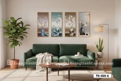 TQ 020 A Tranh Canvas Tĩnh Vật Bình Hoa Mộc Lan Tông Màu Pastel Nhã Nhặn m3
