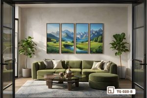 Tranh phong cảnh thiên nhiên xanh mát - Đưa hơi thở trong lành vào không gian sống đẳng cấp TQ 020 B m7 tranh phong canh thien nhien canh cua kinh lon huong ra khu vuon xanh mat xuongtranhcanvas