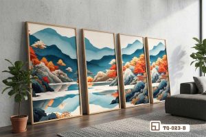 TQ 023 B m1 tranh phong canh mua thu hien dai kho lon treo tuong phong khach cao cap xuongtranhcanvas