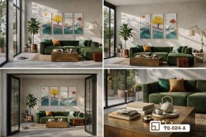 Tranh hươu vàng nghệ thuật - Định hình phong cách sống đẳng cấp và thời thượng TQ 024 A m6 bo tranh huou vang nghe thuat cao cap cho can ho sang trong xuongtranhcanvas