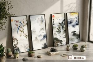 Tranh thủy mặc hiện đại - Khơi dậy nét thanh tao và hoài niệm sâu lắng TQ 025 A m4 tranh thuy mac hien dai goc chup can canh dat san nha moc mac tinh te xuongtranhcanvas