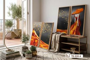 Tranh cô gái áo đỏ - Điểm nhấn quyến rũ đánh thức nghệ thuật phòng khách TQ 030 A m4 tranh treo tuong co gai ao do nghe thuat doc ban cao cap xuongtranhcanvas