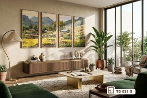 TQ 031 B m1 tranh phong canh ban lang hien dai treo phong khach sang trong xuongtranhcanvas