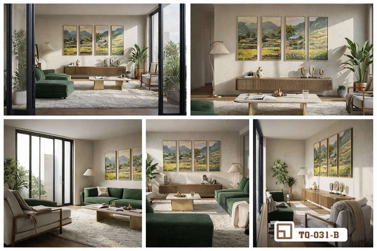 tranh phong cảnh bản làng tổng hợp các góc phối cảnh chi tiết trong thiết kế biệt thự Hệ thống các góc chụp chi tiết bộ tranh phong cảnh bản làng bài trí trong không gian sống cao cấp