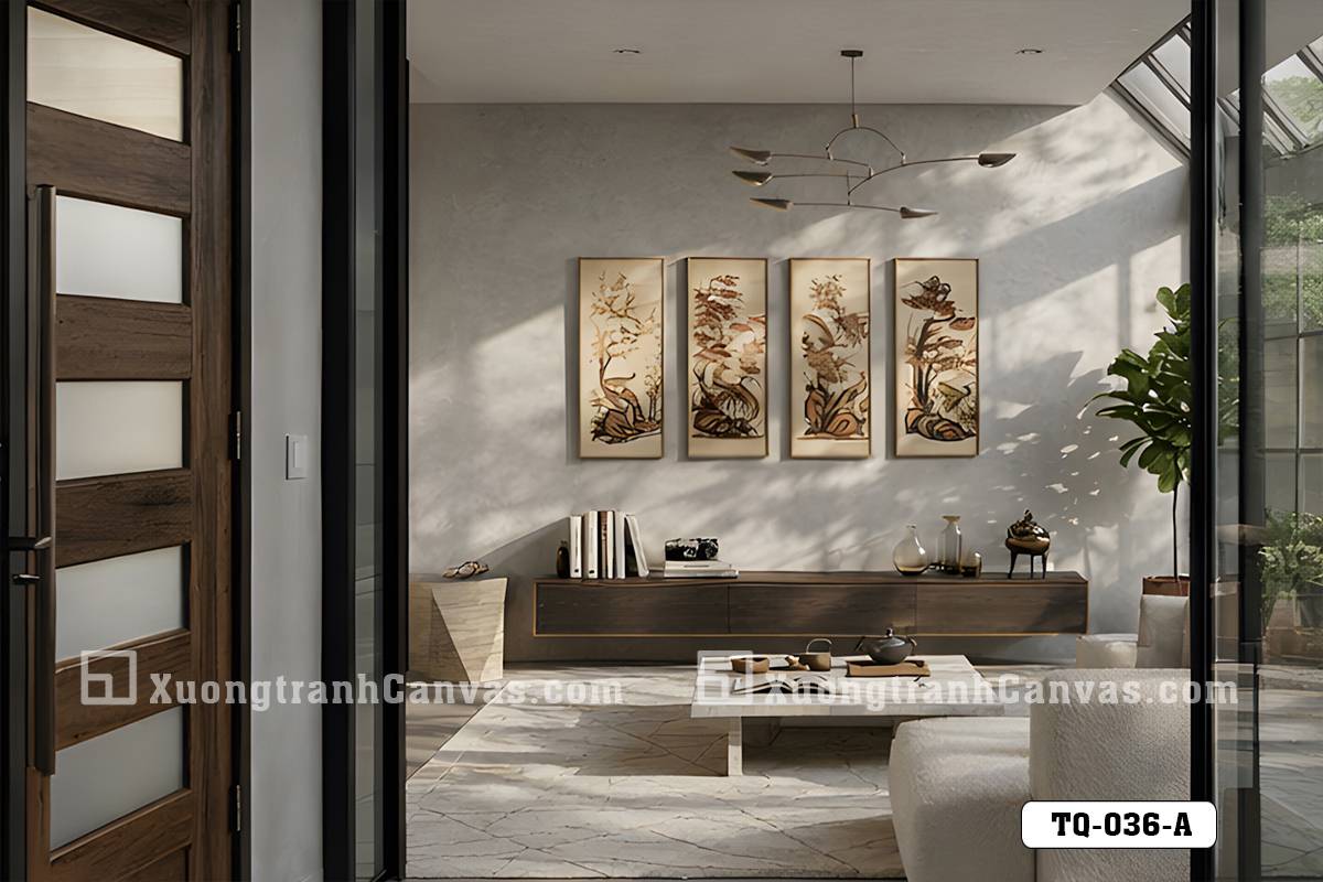 TQ 036 A Tranh Canvas Tùng Cúc Trúc Mai Phối Màu Cổ Điển Sang Trọng m7 TQ 036 A Tranh Canvas Tùng Cúc Trúc Mai Phối Màu Cổ Điển Sang Trọng m7