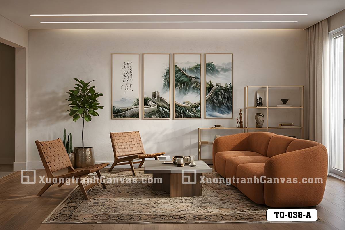 TQ 038 A Tranh Canvas Vạn Lý Trường Thành Hùng Vĩ Tông Xanh Trầm m7 TQ 038 A Tranh Canvas Vạn Lý Trường Thành Hùng Vĩ Tông Xanh Trầm m7