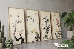 TQ 039 A m1 bo tranh bon mua treo tuong phong khach hien dai tinh te xuongtranhcanvas
