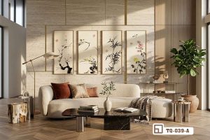 Tranh tứ quý nghệ thuật - Nét đẹp thanh cao và tài lộc viên mãn TQ 039 A m2 tranh bon mua nghe thuat cao cap phoi canh phong khach am cung xuongtranhcanvas