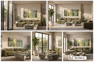 Tranh phong cảnh thác nước hùng vĩ - Mang nguồn năng lượng thịnh vượng vào tổ ấm TQ 043 C m5 bo tranh phong canh thac nuoc da goc nhin khong gian biet thu xuongtranhcanvas