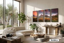 Tranh Canvas Phong Cảnh Núi Non Hoàng Hôn Đỏ Sang Trọng Hiện Đại Mã-TQ-054-A TQ 054 A Tranh Canvas Phong Cảnh Núi Cao Hoàng Hôn Rực Rỡ m3