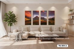 Tranh Canvas Phong Cảnh Núi Non Hoàng Hôn Đỏ Sang Trọng Hiện Đại Mã-TQ-054-A TQ 054 A Tranh Canvas Phong Cảnh Núi Cao Hoàng Hôn Rực Rỡ m4