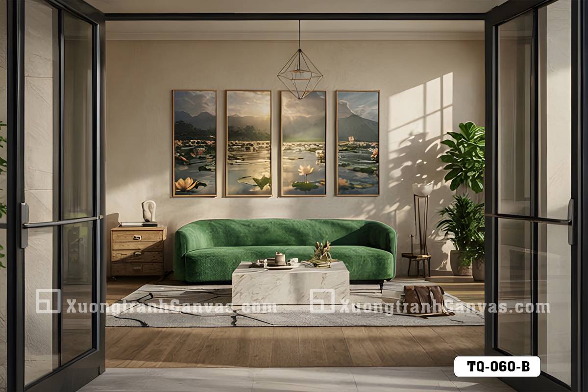 TQ 060 B Tranh Canvas Đầm Sen Bình Minh Thiên Nhiên Xanh Mát Hiện Đại m7 TQ 060 B Tranh Canvas Đầm Sen Bình Minh Thiên Nhiên Xanh Mát Hiện Đại m7