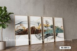 TQ 064 A Tranh Canvas Phong Cảnh Trừu Tượng Tông Vàng Đen Sang Trọng m2