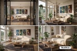 Tranh Canvas Cửu Ngư Quần Hội Tông Xanh Ngọc Dát Vàng Luxury Mã-TQ-075-A TQ 075 A Tranh Canvas Cửu Ngư Quần Hội Tông Xanh Ngọc Dát Vàng Luxury m6