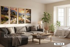 Phong Cảnh Hoàng Hôn Đồng Quê Ấm Áp Tông Nâu Đất Hiện Đại Mã-TQ-110-B TQ 110 B Phong Cảnh Hoàng Hôn Đồng Quê Ấm Áp Tông Nâu Đất Hiện Đại m3