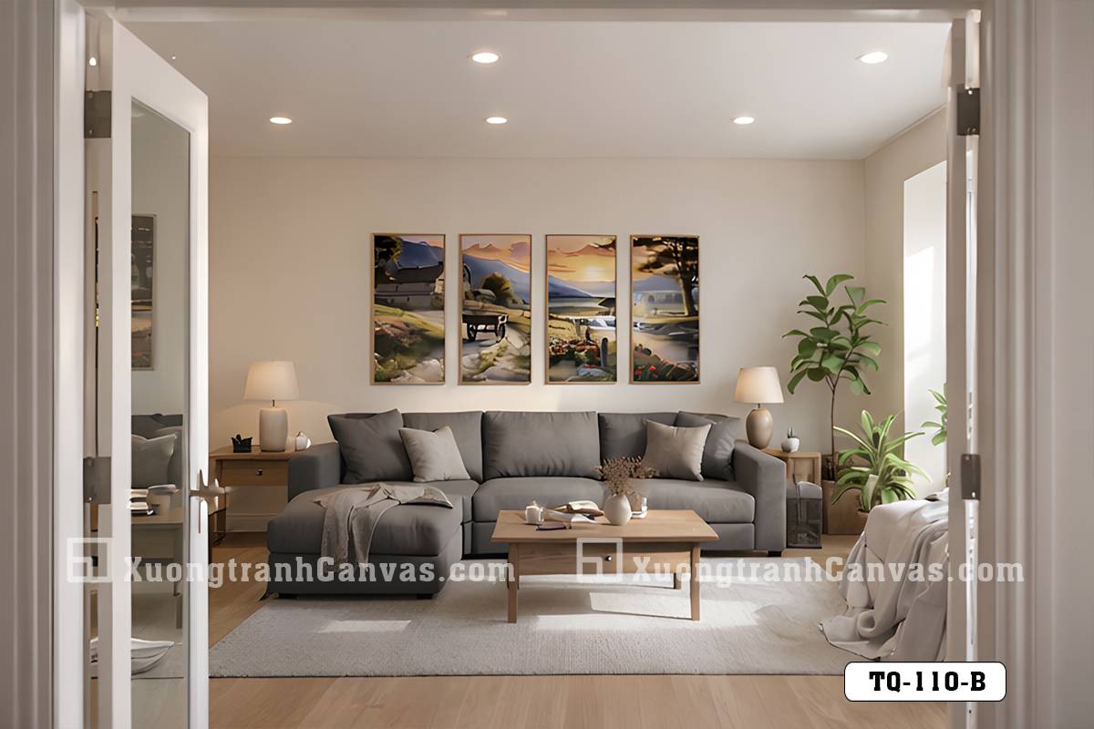 TQ 110 B Phong Cảnh Hoàng Hôn Đồng Quê Ấm Áp Tông Nâu Đất Hiện Đại m7 TQ 110 B Phong Cảnh Hoàng Hôn Đồng Quê Ấm Áp Tông Nâu Đất Hiện Đại m7