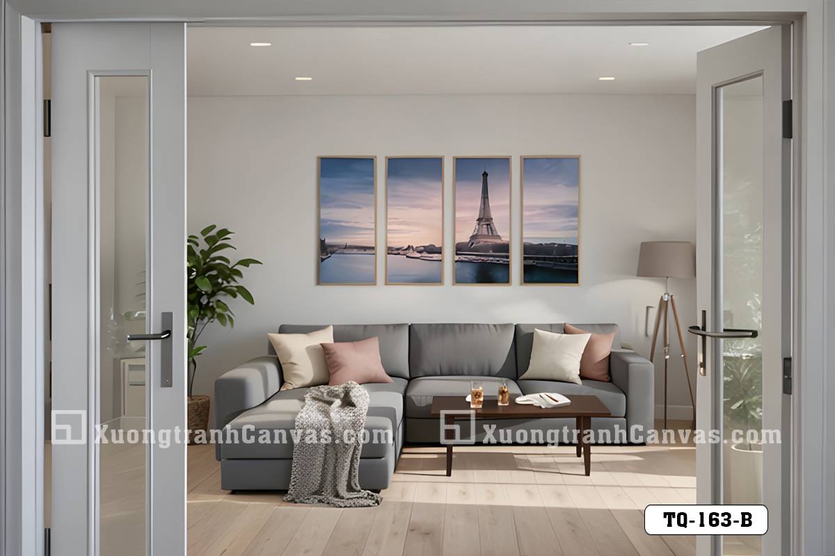 TQ 163 B Tranh Canvas Tháp Eiffel Hoàng Hôn Xanh Trung Tính Phong Cách Bắc Âu m7 TQ 163 B Tranh Canvas Tháp Eiffel Hoàng Hôn Xanh Trung Tính Phong Cách Bắc Âu m7