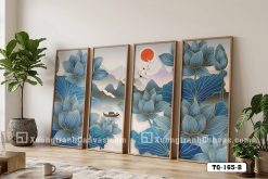 TQ 165 B Tranh Canvas Hoa Sen Xanh Nghệ Thuật Hiện Đại Sang Trọng Mã m1