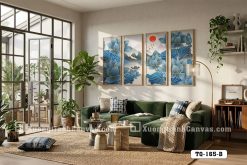 TQ 165 B Tranh Canvas Hoa Sen Xanh Nghệ Thuật Hiện Đại Sang Trọng Mã m2
