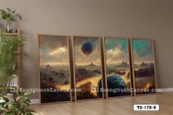 TQ 178 B Tranh Canvas Vũ Trụ Giả Tưởng Tông Trầm Huyền Bí m2