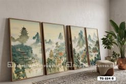 TQ 224 B Tranh Canvas Sơn Thủy Hữu Tình Lâu Đài Trên Núi Cao m1