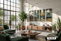 TQ 270 B Tranh Canvas Đêm Trăng Huyền Bí Tông Vàng Đen Nghệ Thuật m2