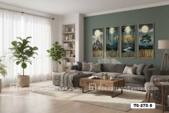 Tranh Canvas Cảnh Đêm Thần Thoại Tông Vàng Xanh Trầm Trang Trọng Mã-TQ-275-B TQ 275 B Tranh Canvas Cảnh Đêm Thần Thoại Tông Vàng Xanh Trầm Trang Trọng m4